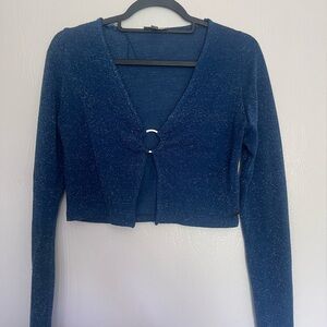 Pull&Bear Blue Glitter Crop Top